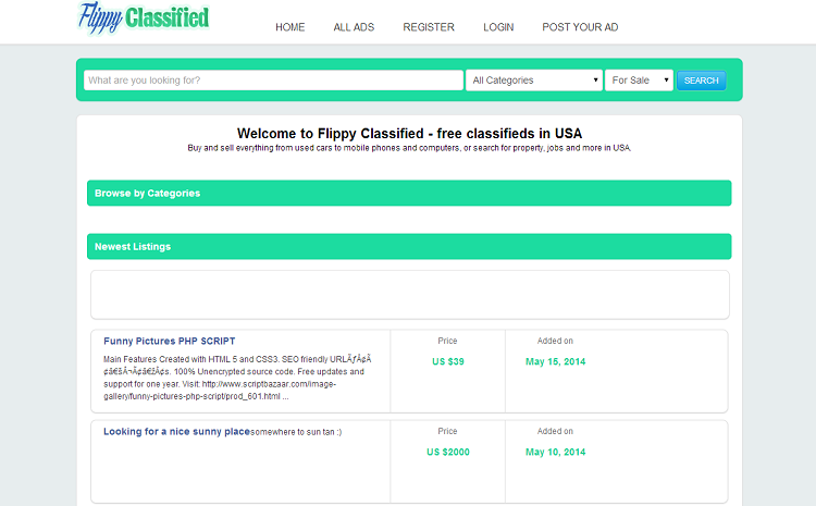 Flippy Classified - Free Classified Script Craigslist clone